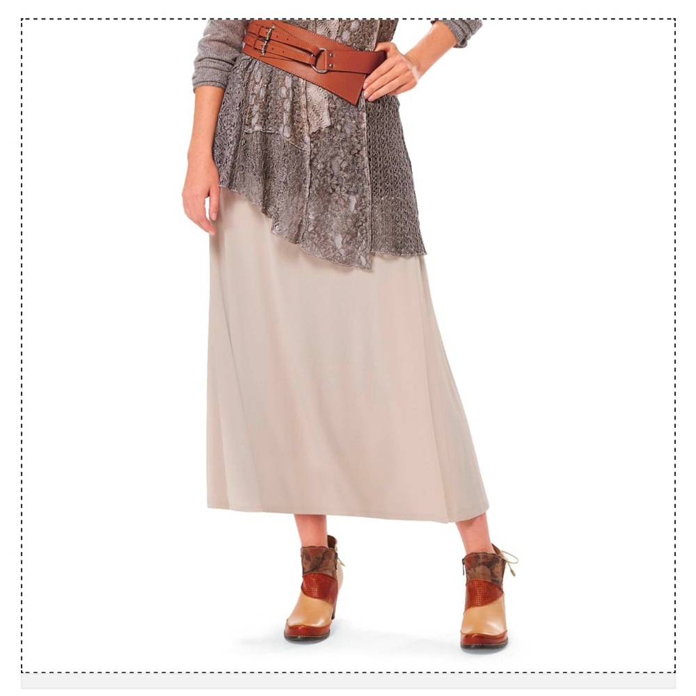 Pyramid Collection Soft Jersey-Knit Maxi Skirt, Flared Drape Elasticized Waist